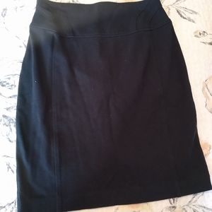 Stretch knit black pencil skirt
